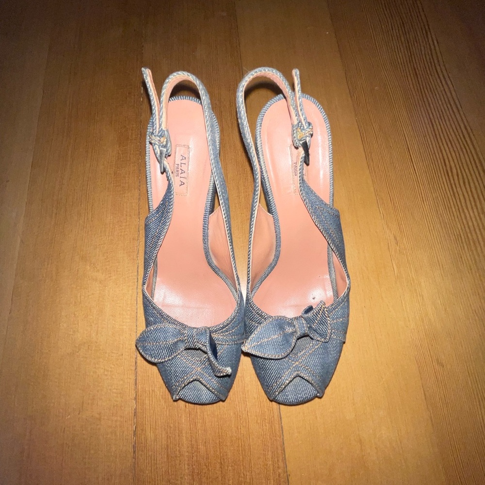 Azzedine Alaia denim platforms heels size 37